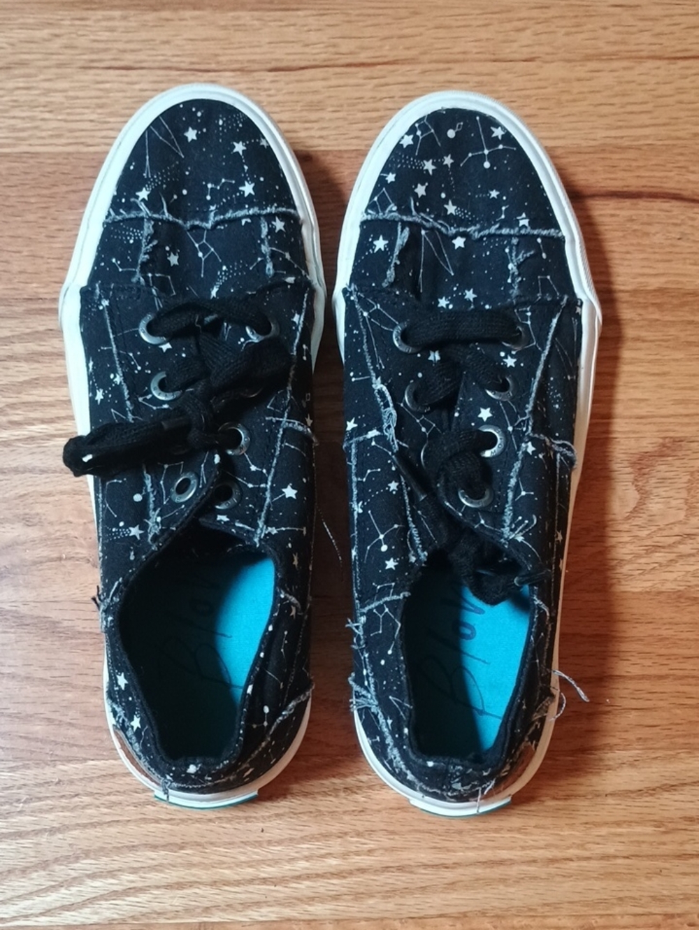 Constellation Print Black Canvas Loafers for Women